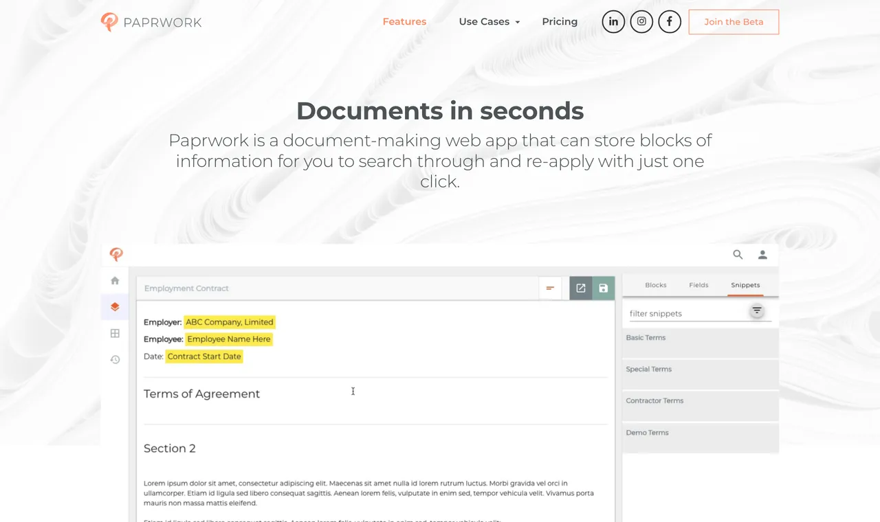 Paprwork screenshot